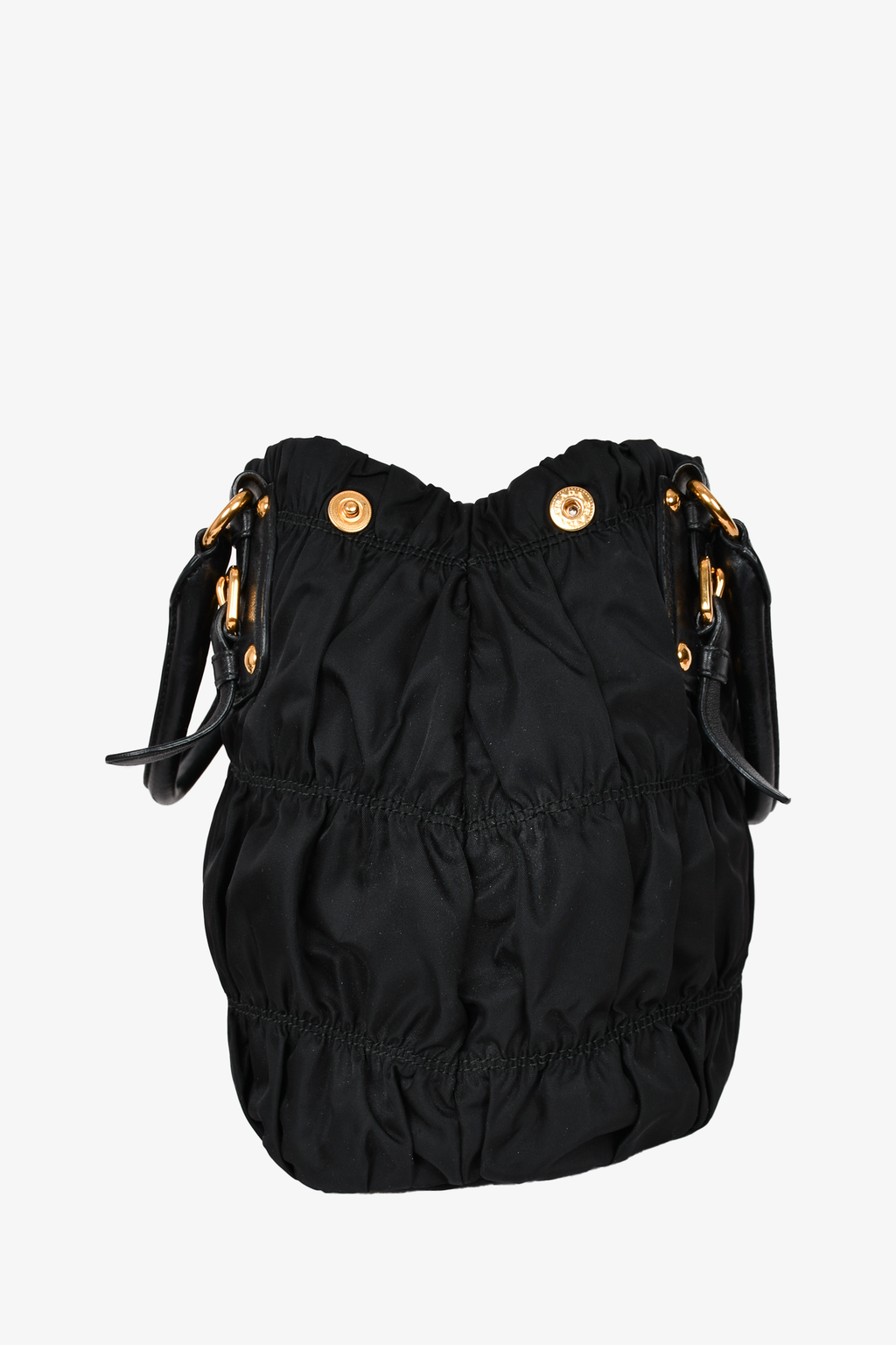 Prada Black Nylon Tessuto Shoulder Bag With Leather Top Handle