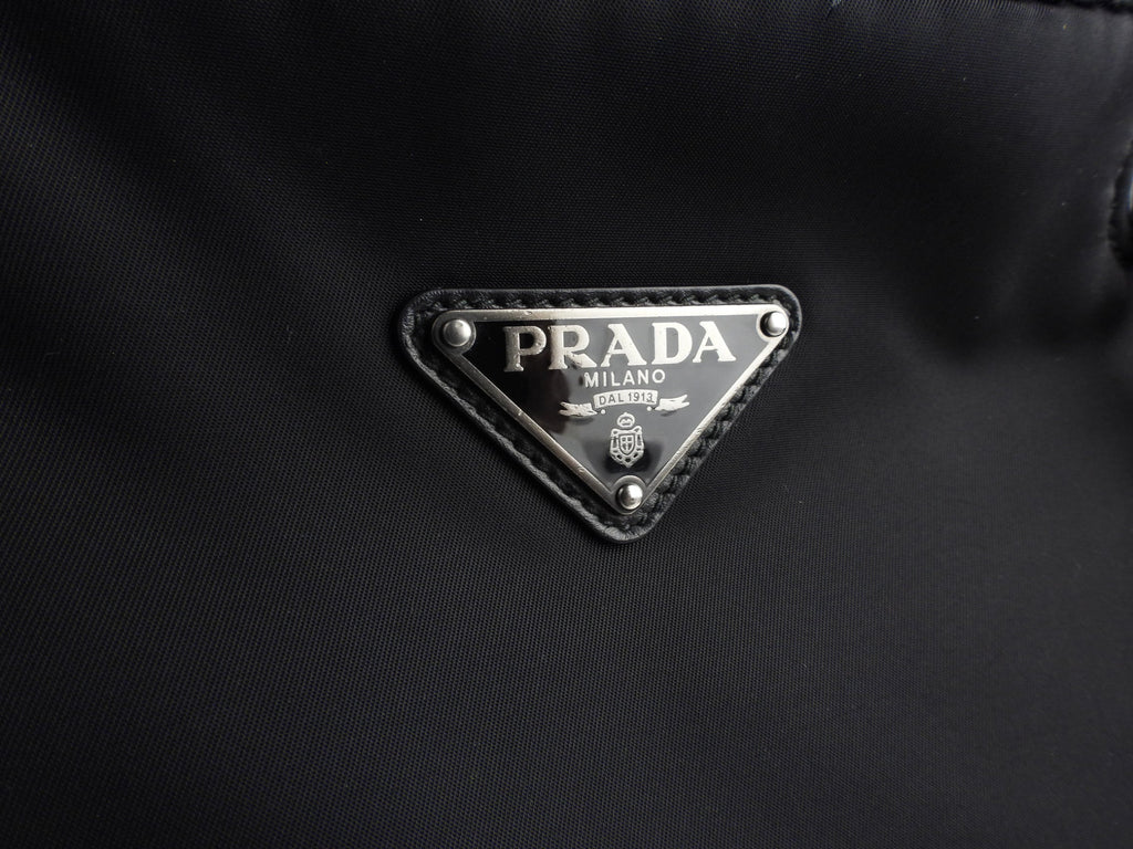 Prada Black Nylon Tessuto Two Way Chain Shopping Tote Bag