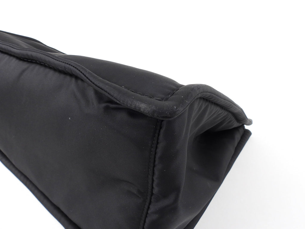 Prada Black Nylon Tessuto Two Way Chain Shopping Tote Bag