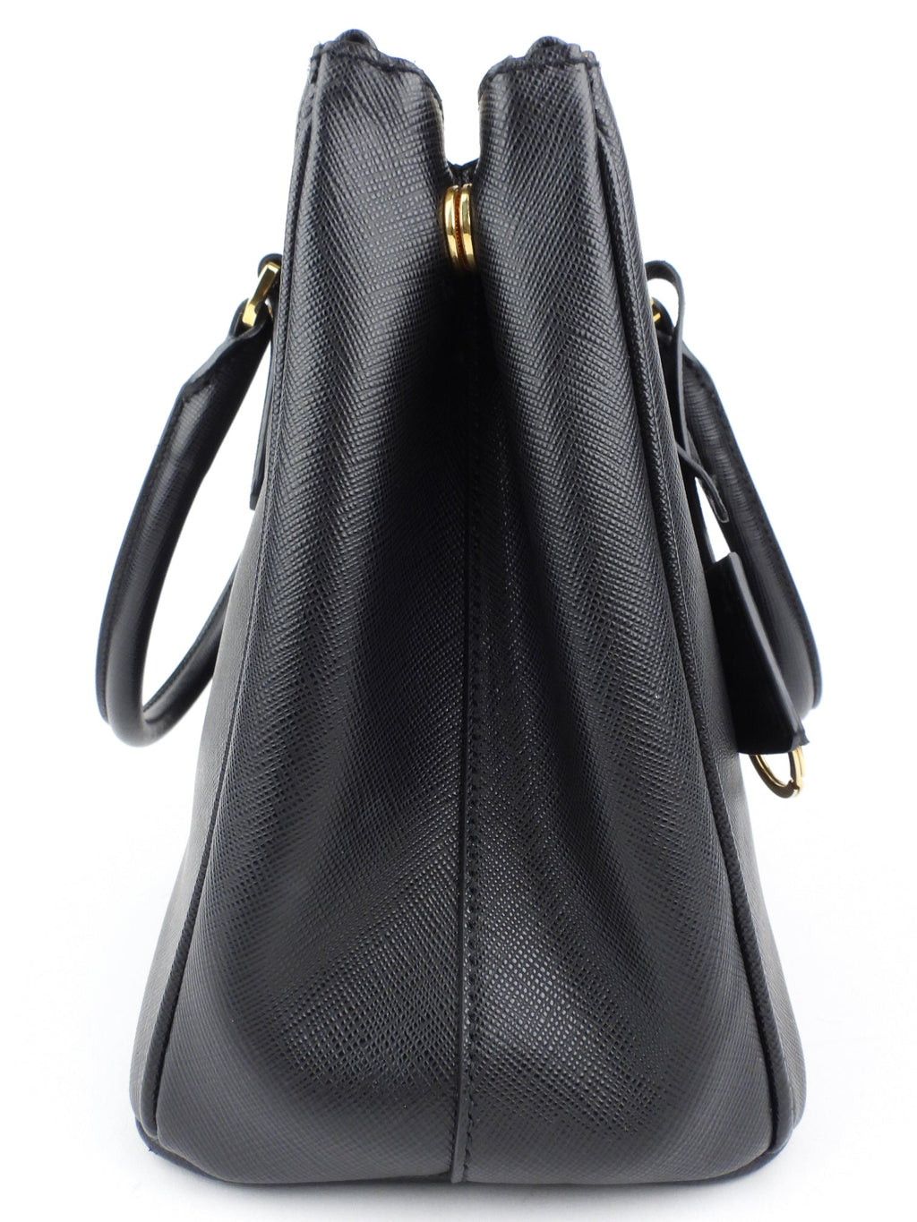 Prada Black Saffiano Leather Galleria Double Zip Two-Way Tote Bag
