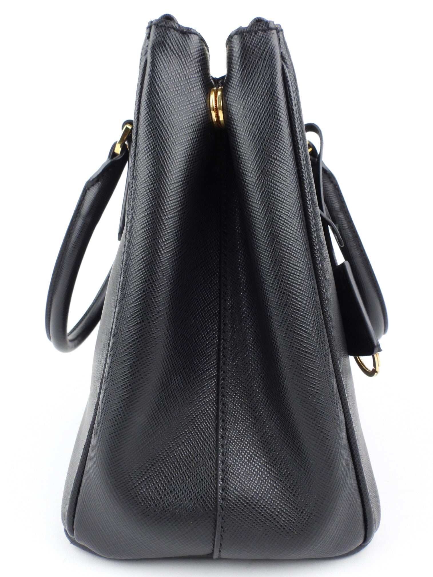 Prada Black Saffiano Leather Galleria Double Zip Two-Way Tote Bag