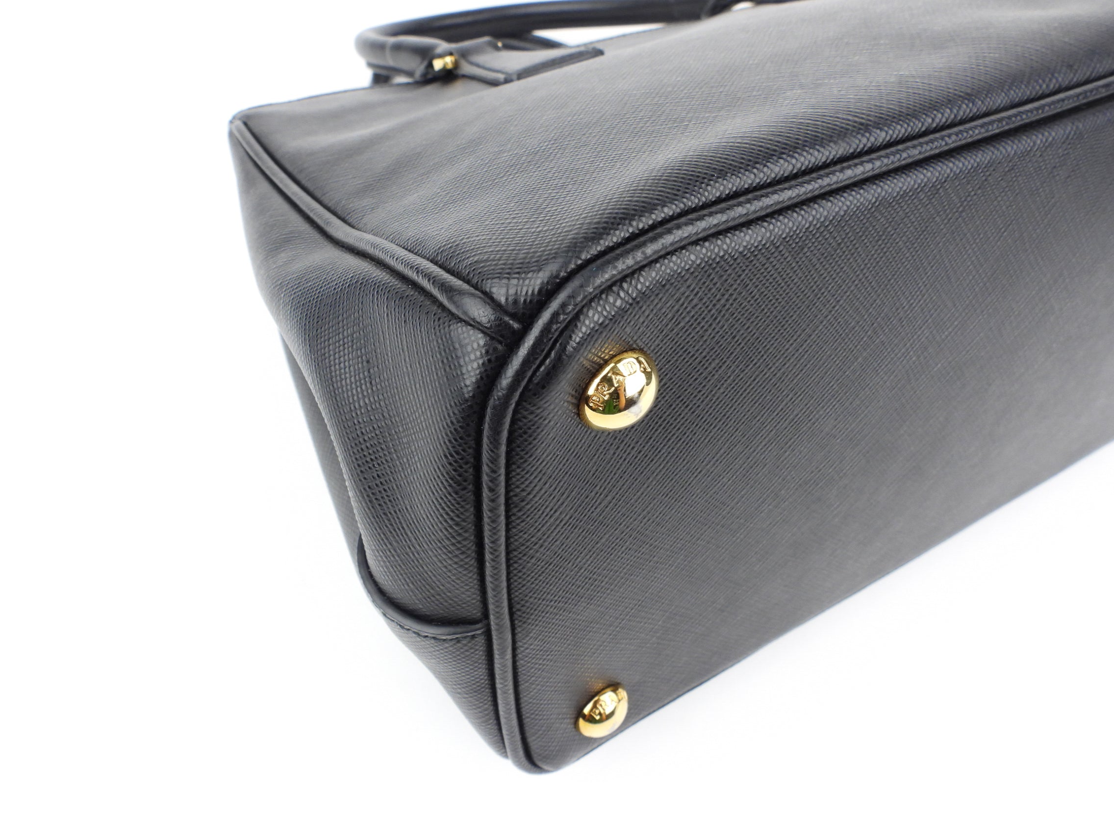 Prada Black Saffiano Leather Galleria Double Zip Two-Way Tote Bag
