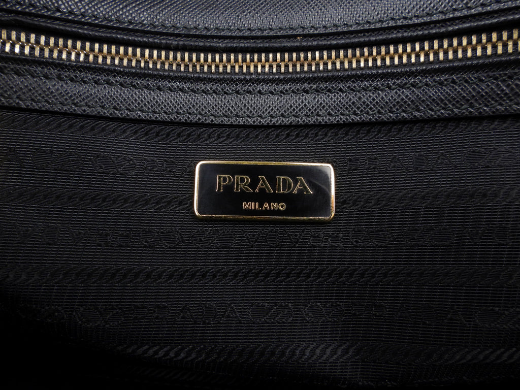 Prada Black Saffiano Leather Galleria Double Zip Two-Way Tote Bag