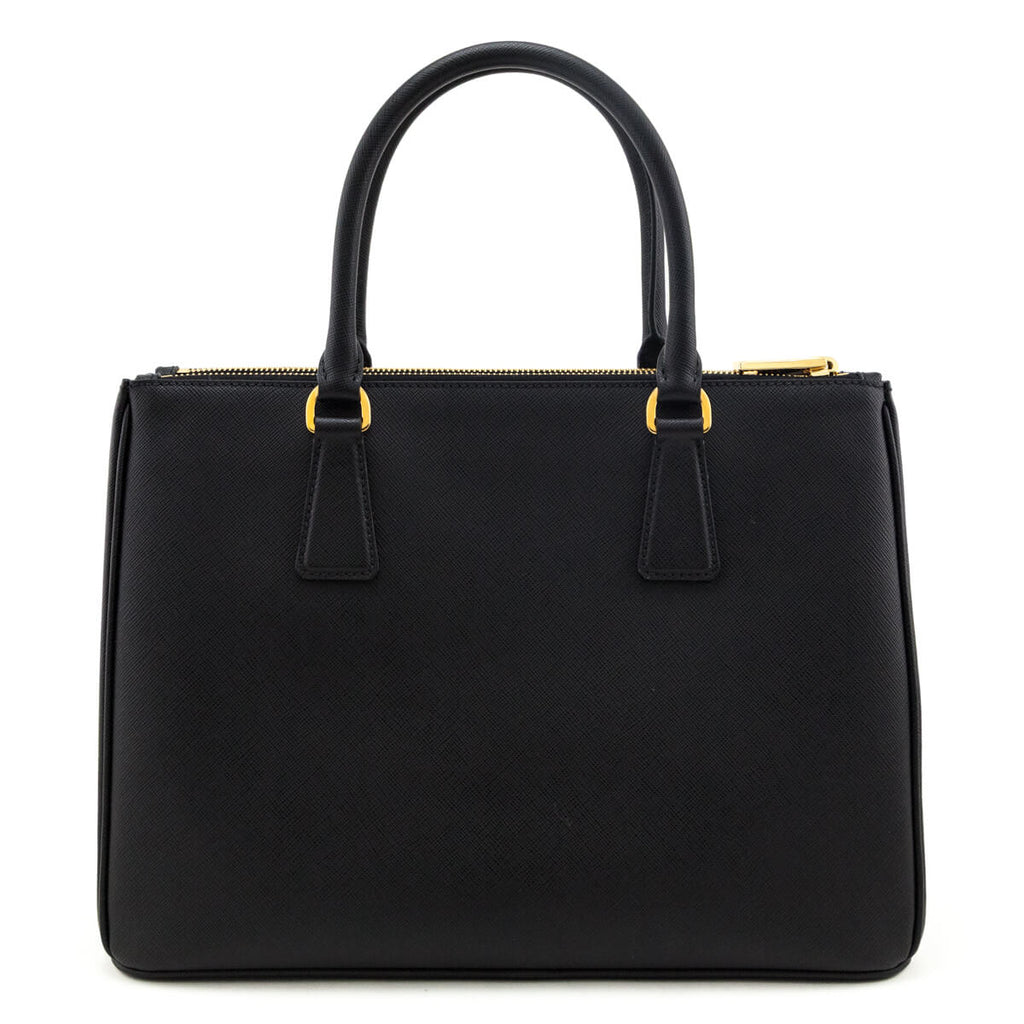 Prada Black Saffiano Lux Medium Galleria Double Zip Tote