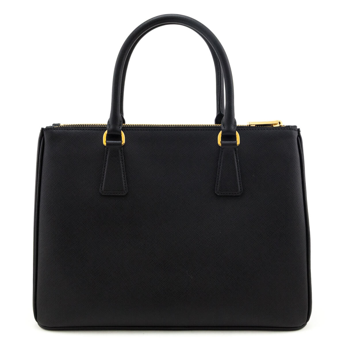Prada Black Saffiano Lux Medium Galleria Double Zip Tote