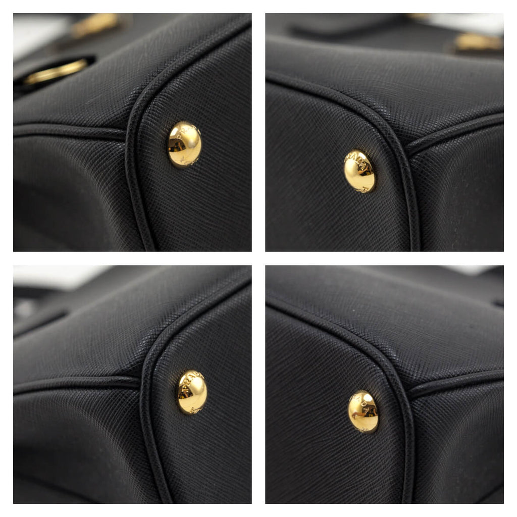 Prada Black Saffiano Lux Medium Galleria Double Zip Tote