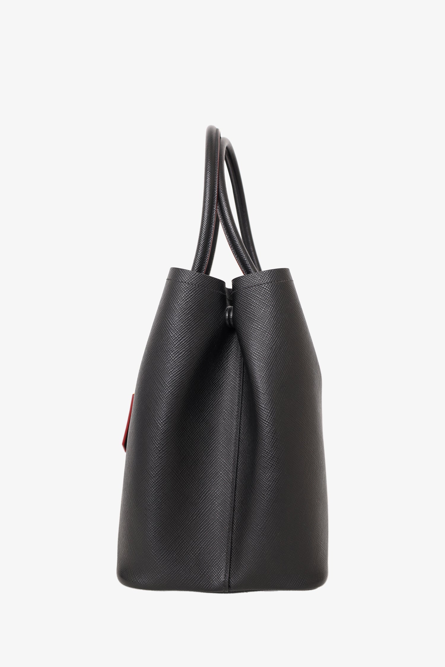 Prada Black  Saffiano Medium Cuir Double Bag with Strap
