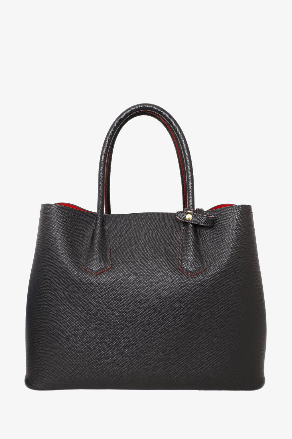 Prada Black  Saffiano Medium Cuir Double Bag with Strap