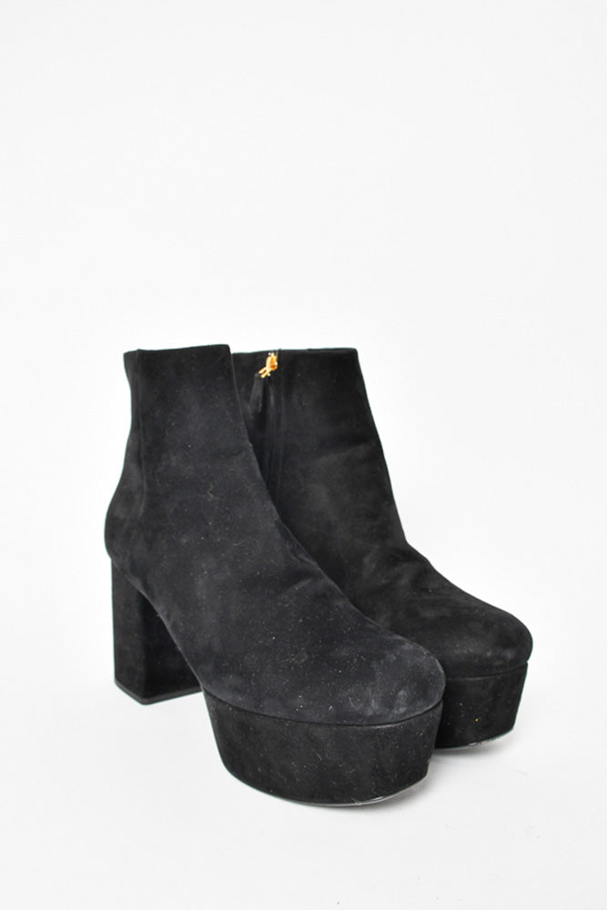 Prada Black Suede Platform Boot Size 39