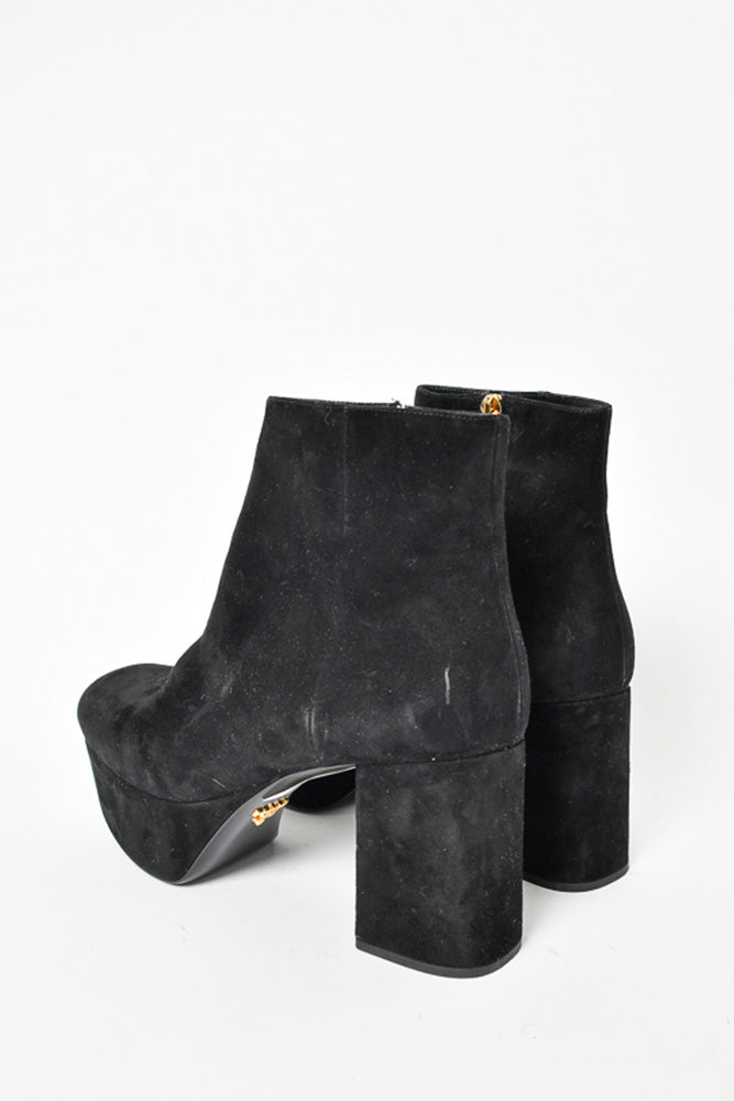 Prada Black Suede Platform Boot Size 39