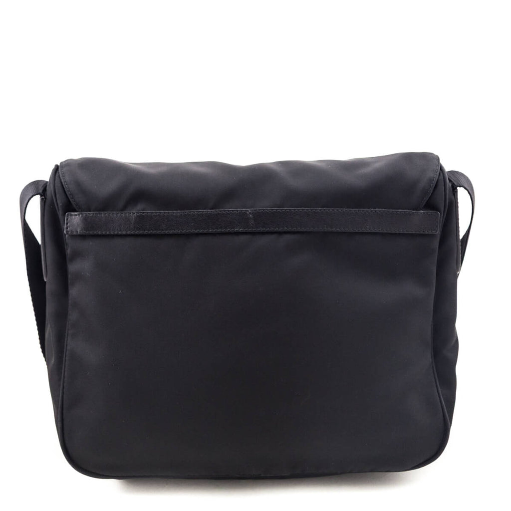Prada Black Tessuto Nylon Double Buckle Small Messenger Bag