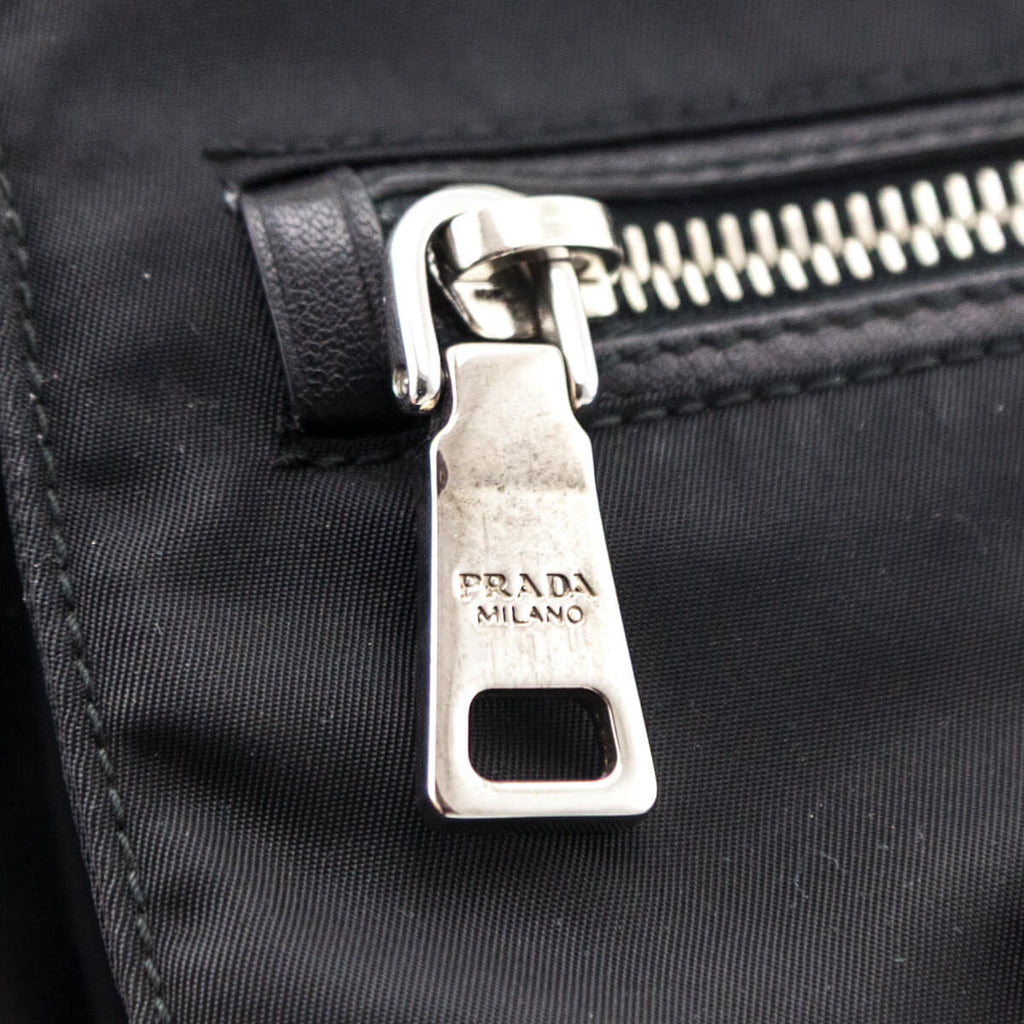 Prada Black Tessuto Nylon Double Buckle Small Messenger Bag