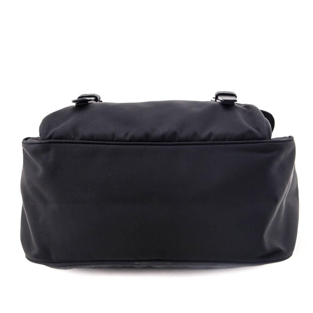 Prada Black Tessuto Nylon Double Buckle Small Messenger Bag