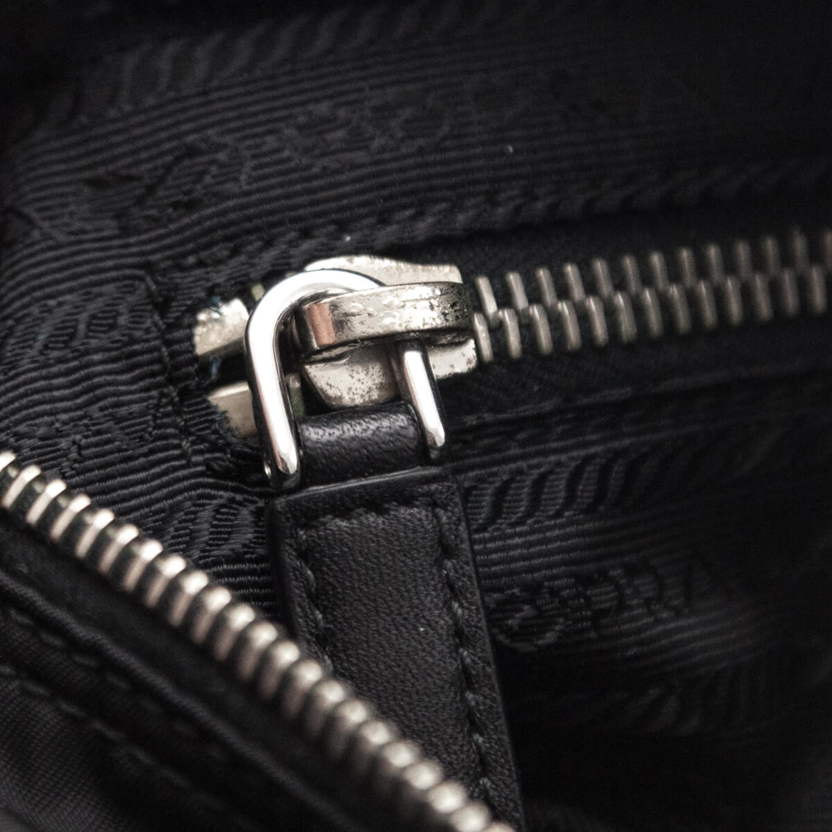 Prada Black Tessuto Nylon Double Buckle Small Messenger Bag