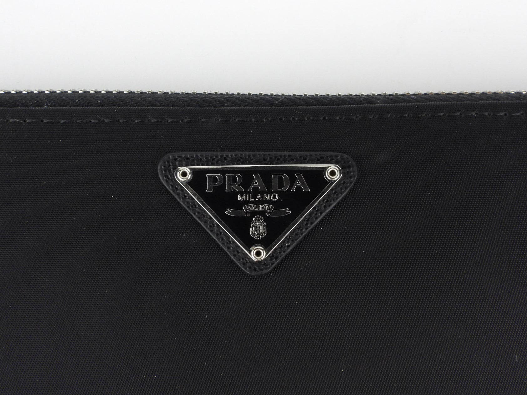 Prada Black Tessuto Nylon and Saffiano Leather Large Travel Organizer Zip Wallet