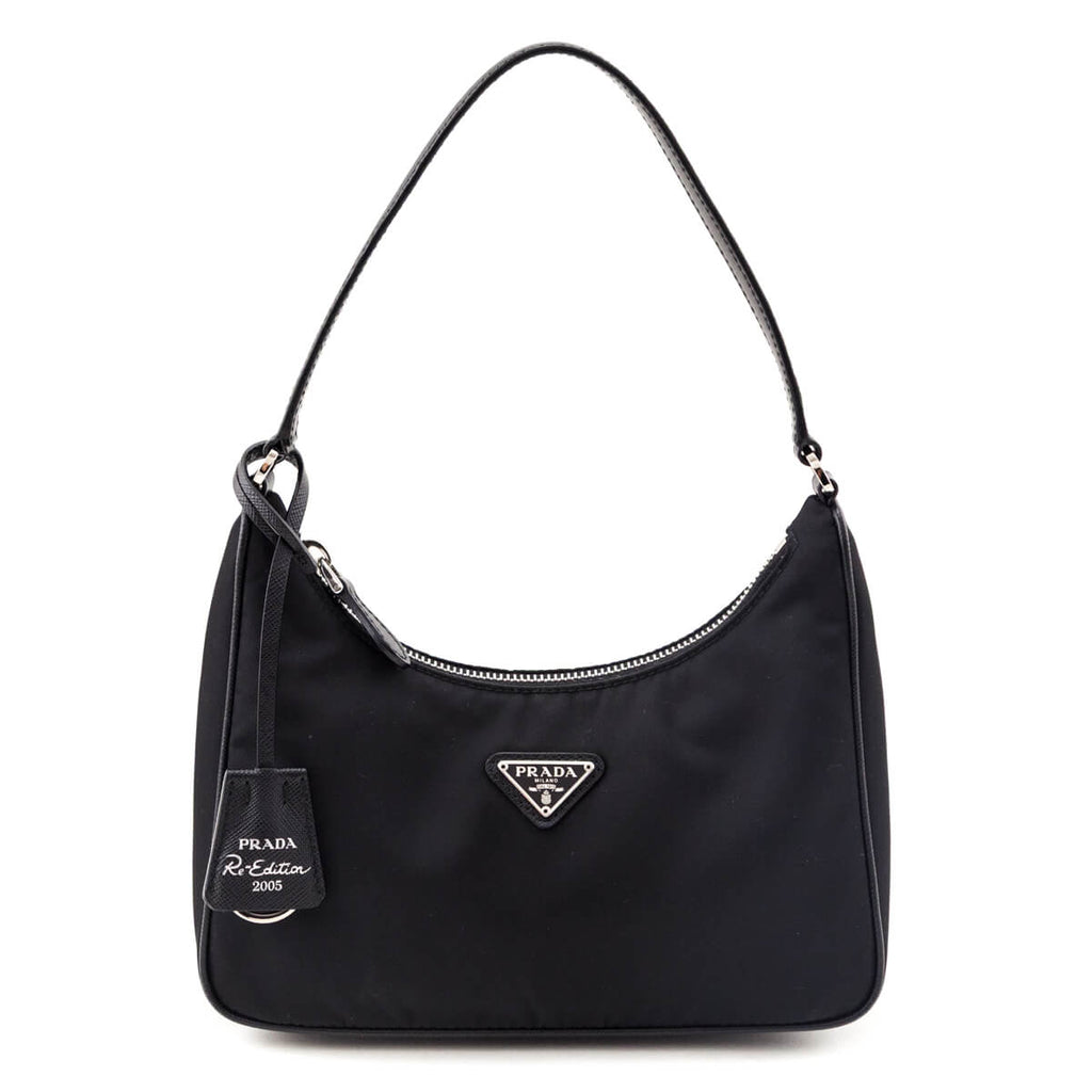 Prada Black Tessuto Nylon Saffiano Mini Re-Edition 2005 Bag