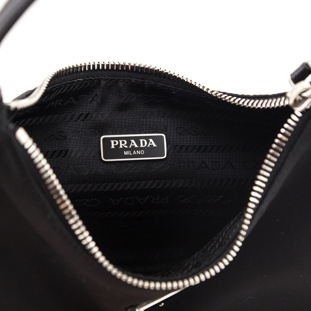 Prada Black Tessuto Nylon Saffiano Mini Re-Edition 2005 Bag