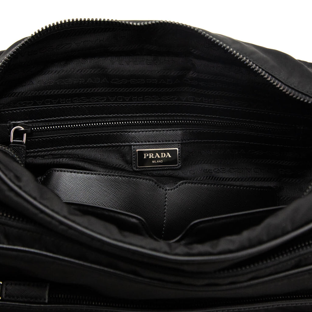 Prada Black Tessuto & Saffiano Messenger Bag