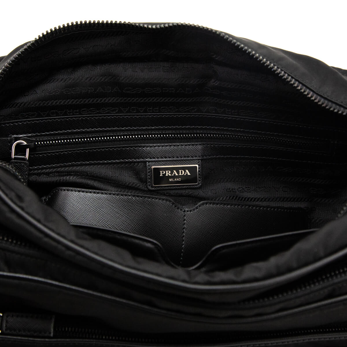 Prada Black Tessuto & Saffiano Messenger Bag