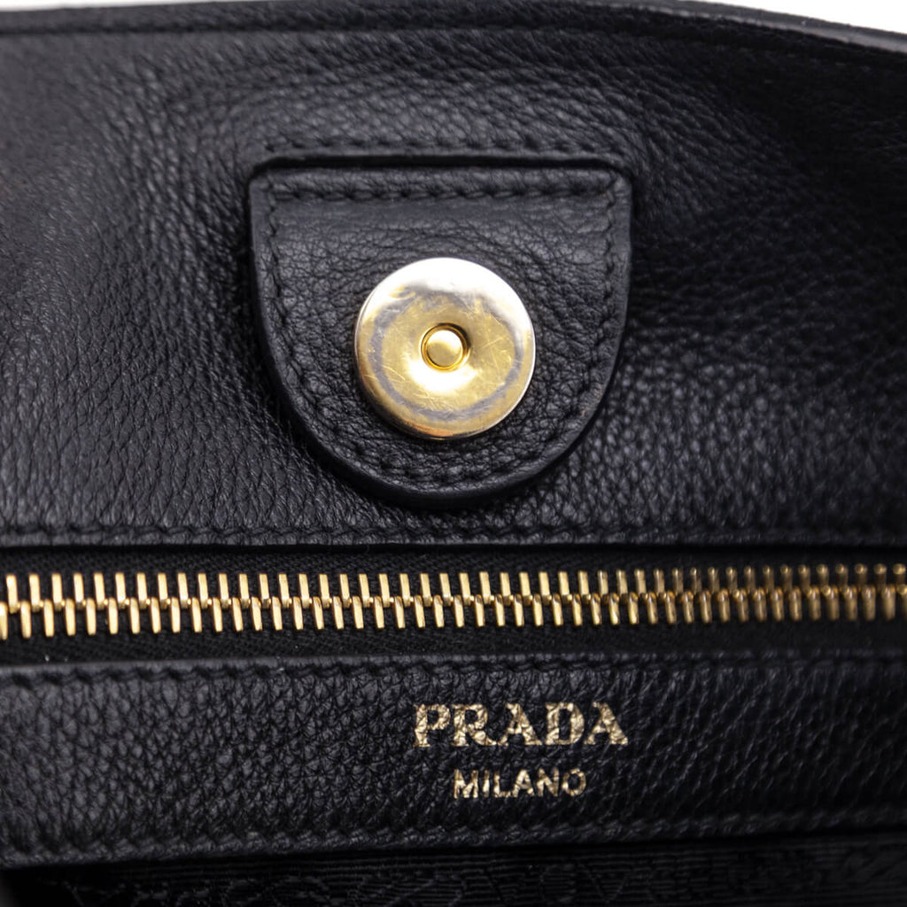 Prada Black Vitello Daino Hobo