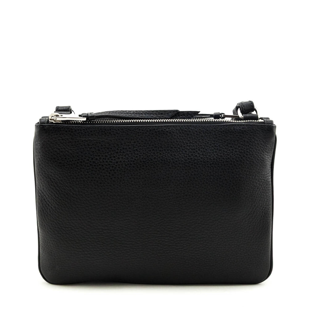 Prada Black Vitello Phenix Double Zip Crossbody Bag