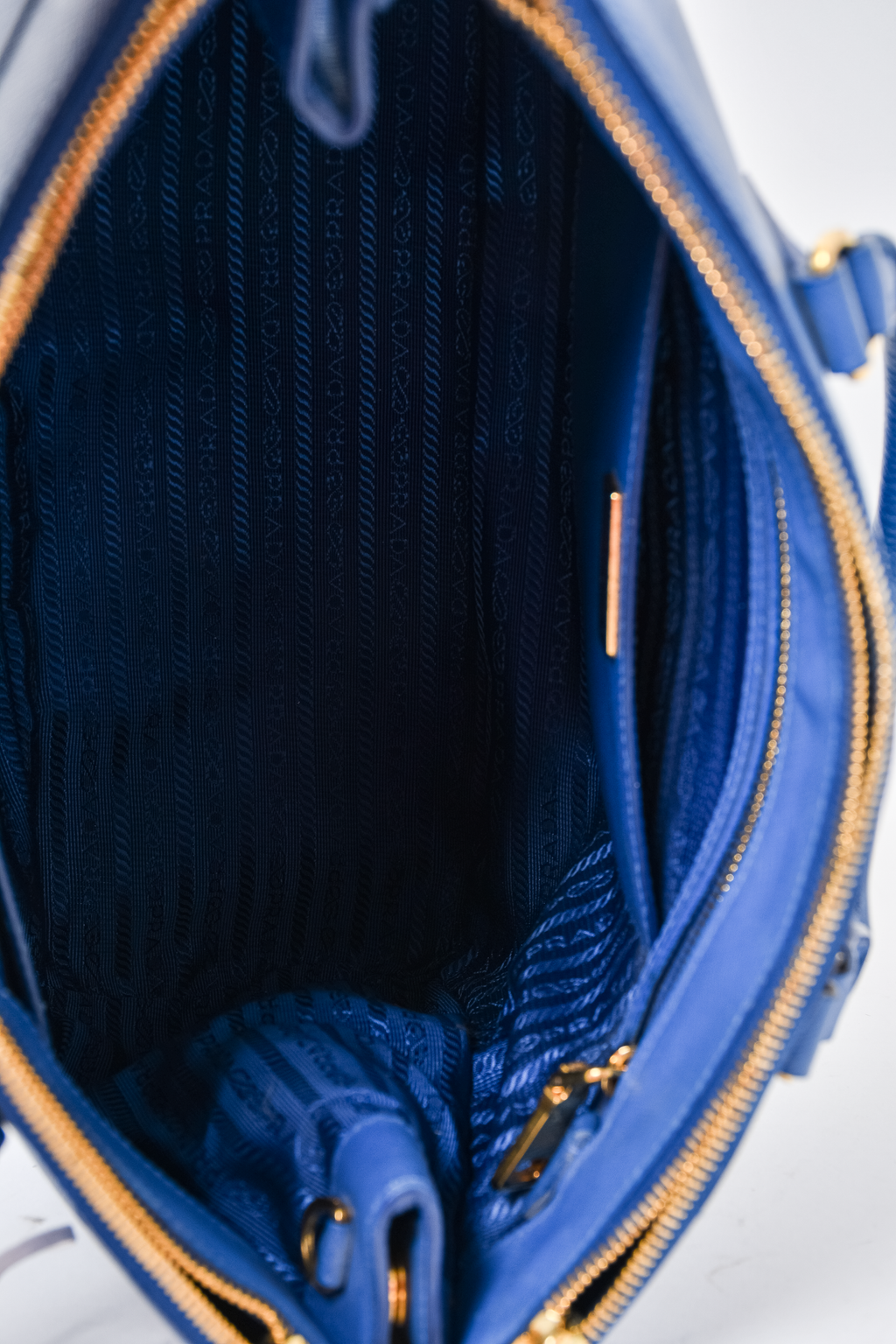 Prada Blue Saffiano Leather Large Galleria Tote Bag with Strap
