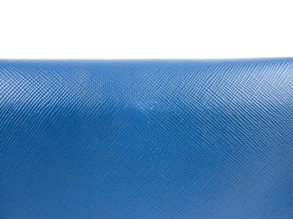 Prada Blue Saffiano Leather Mini Flap Bag