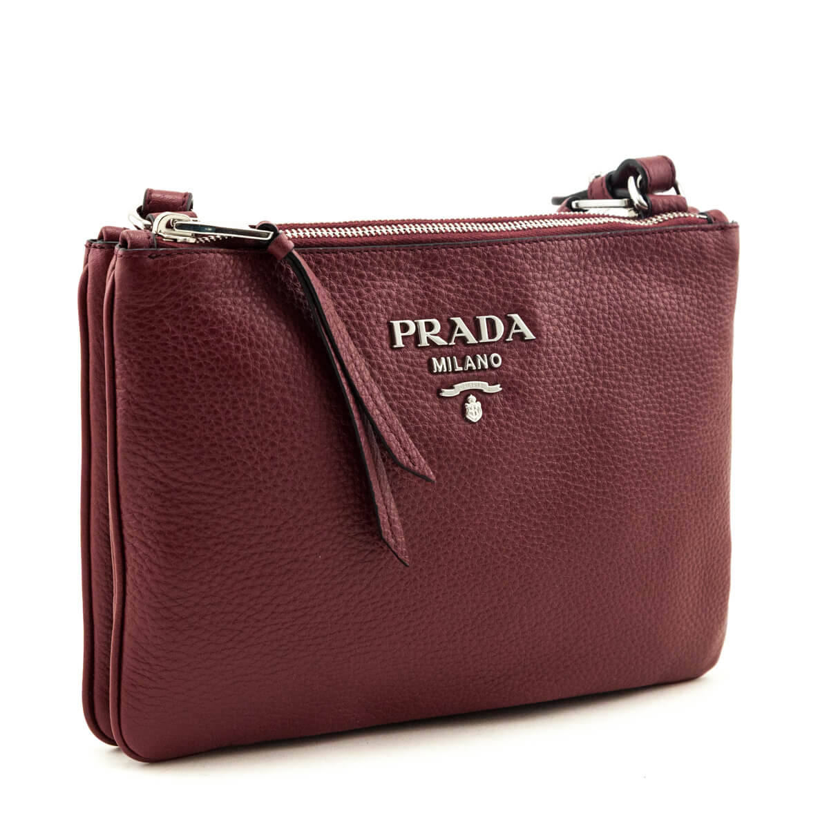 Prada Cerise Vitello Phenix Double Zip Crossbody Bag
