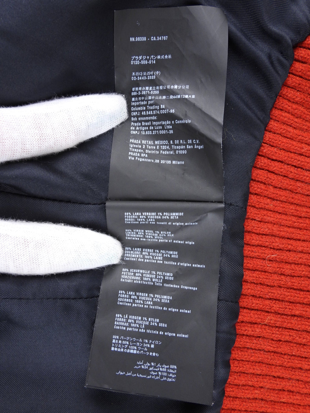 Prada FW2013 Camel and Red Wool Knit Asymmetrical Draped Coat - 40