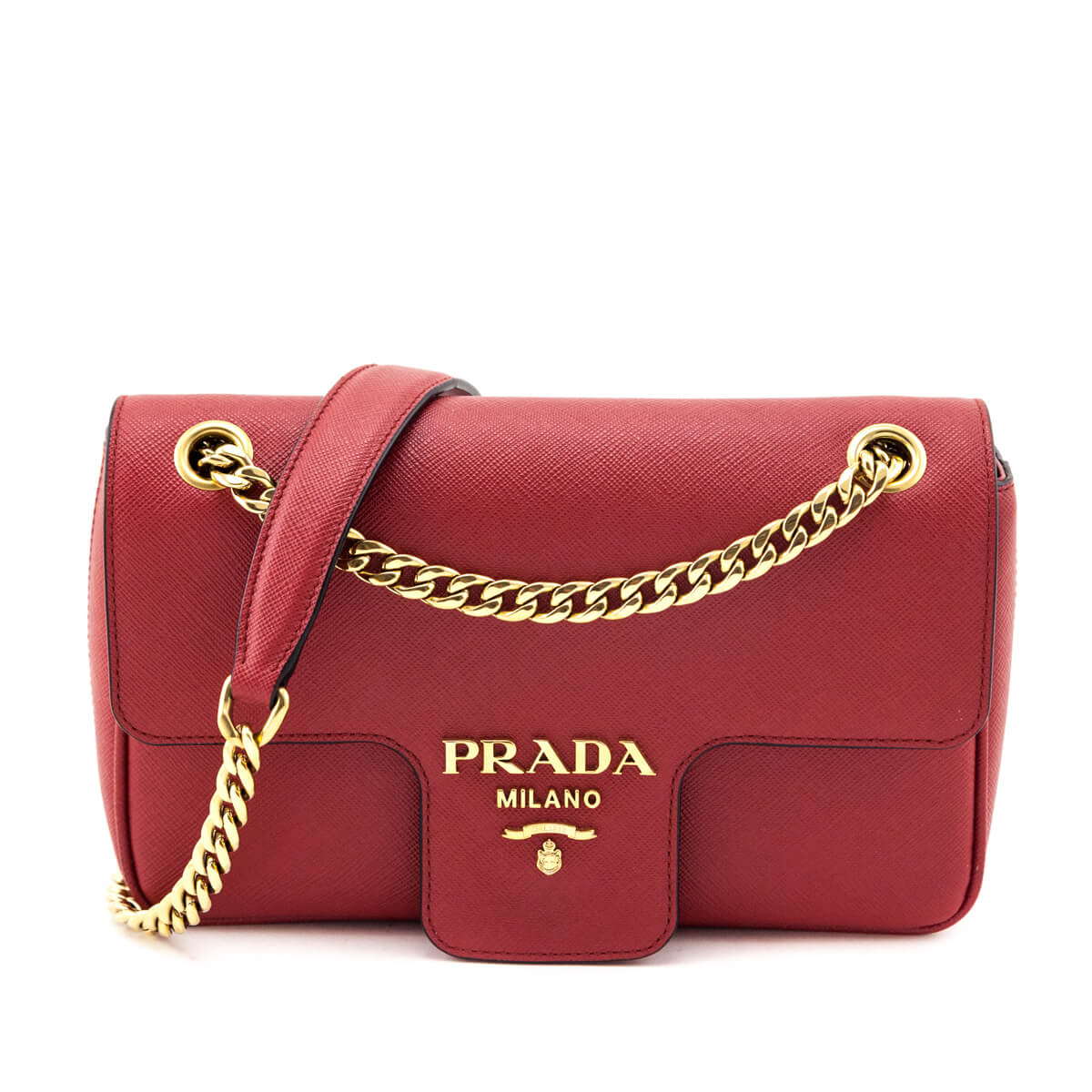Prada Fuoco Saffiano Flap Shoulder Bag