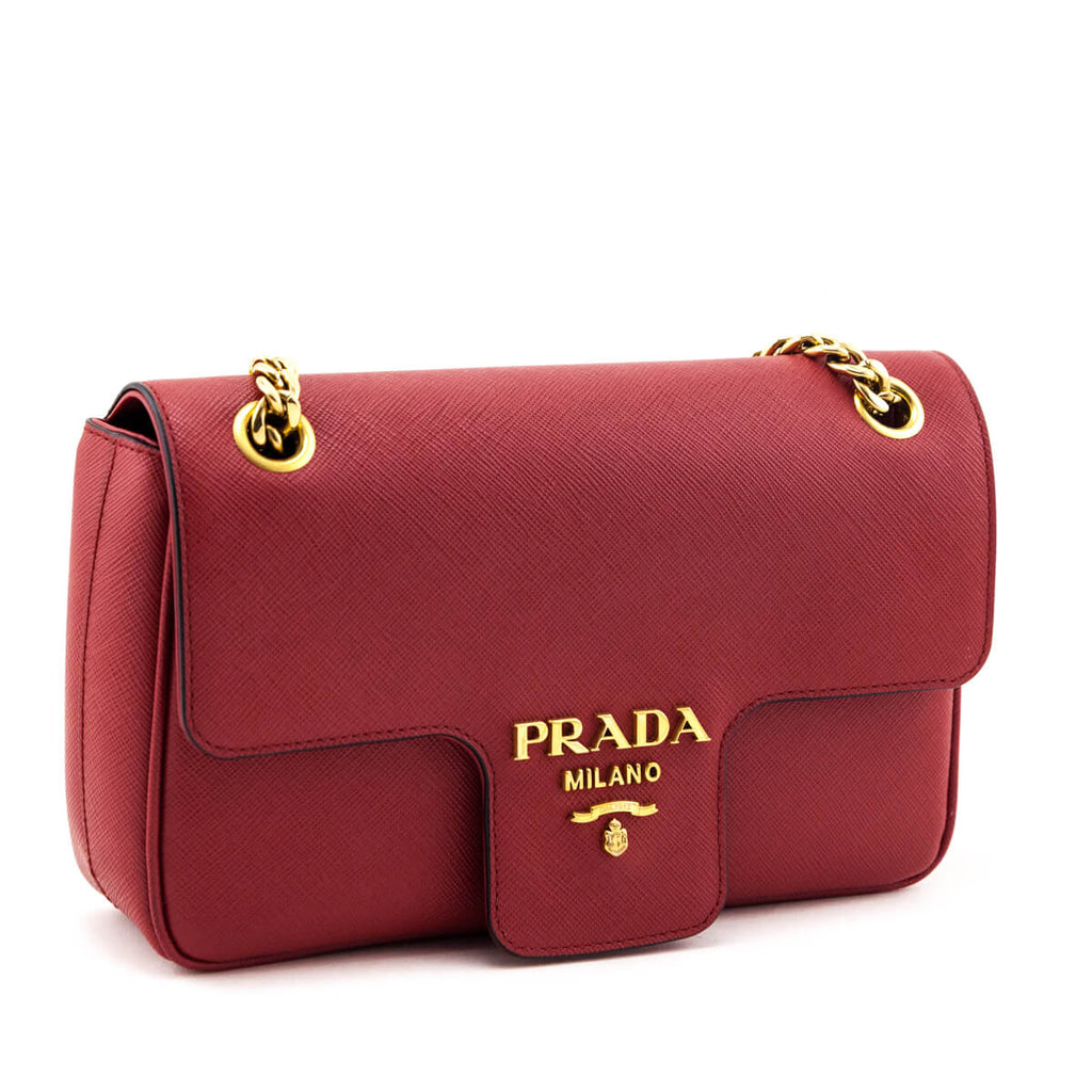 Prada Fuoco Saffiano Flap Shoulder Bag