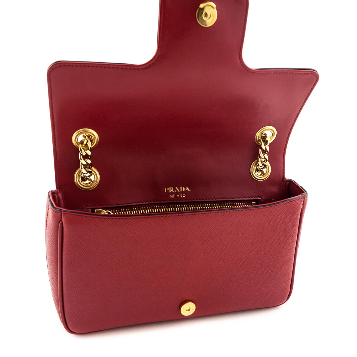 Prada Fuoco Saffiano Flap Shoulder Bag