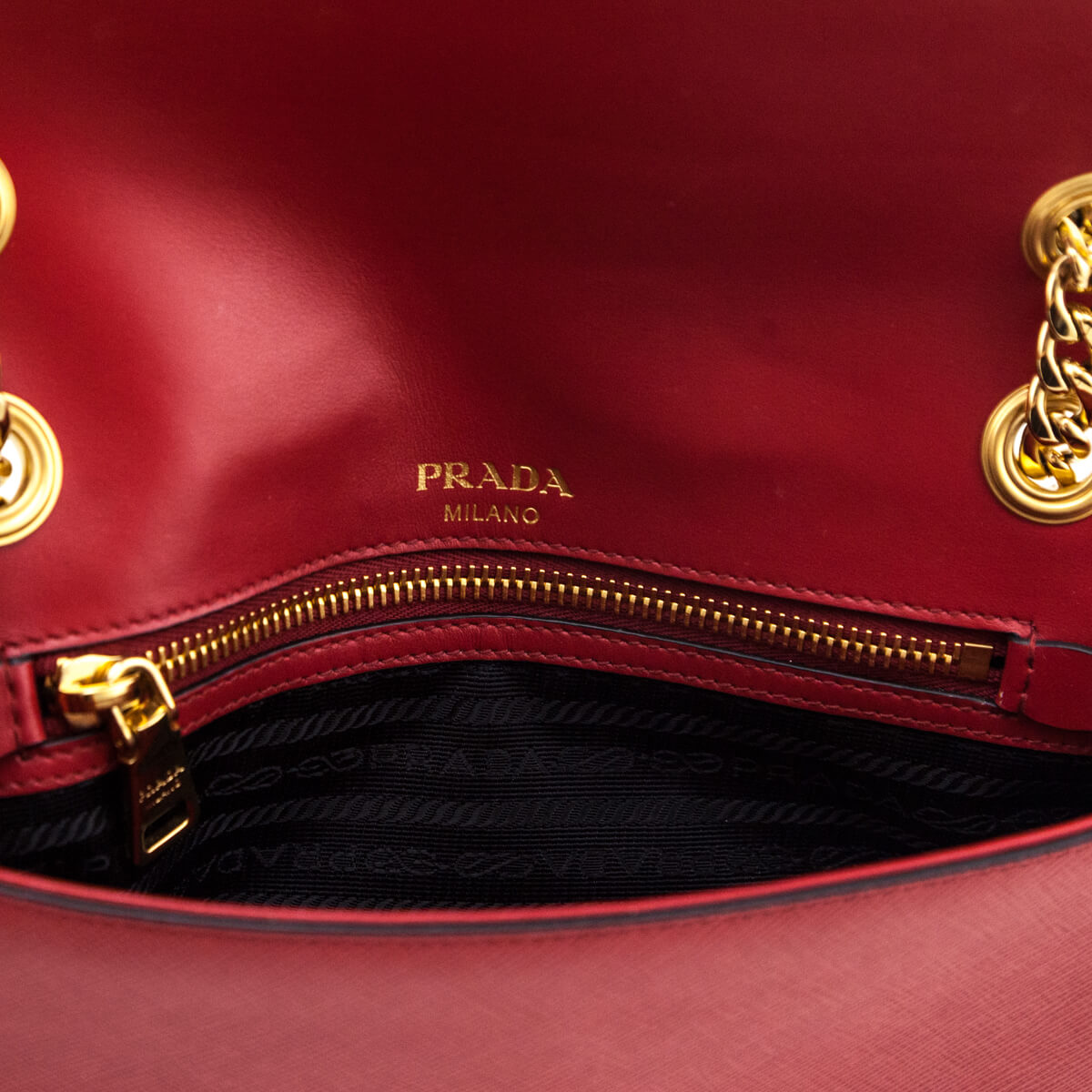Prada Fuoco Saffiano Flap Shoulder Bag
