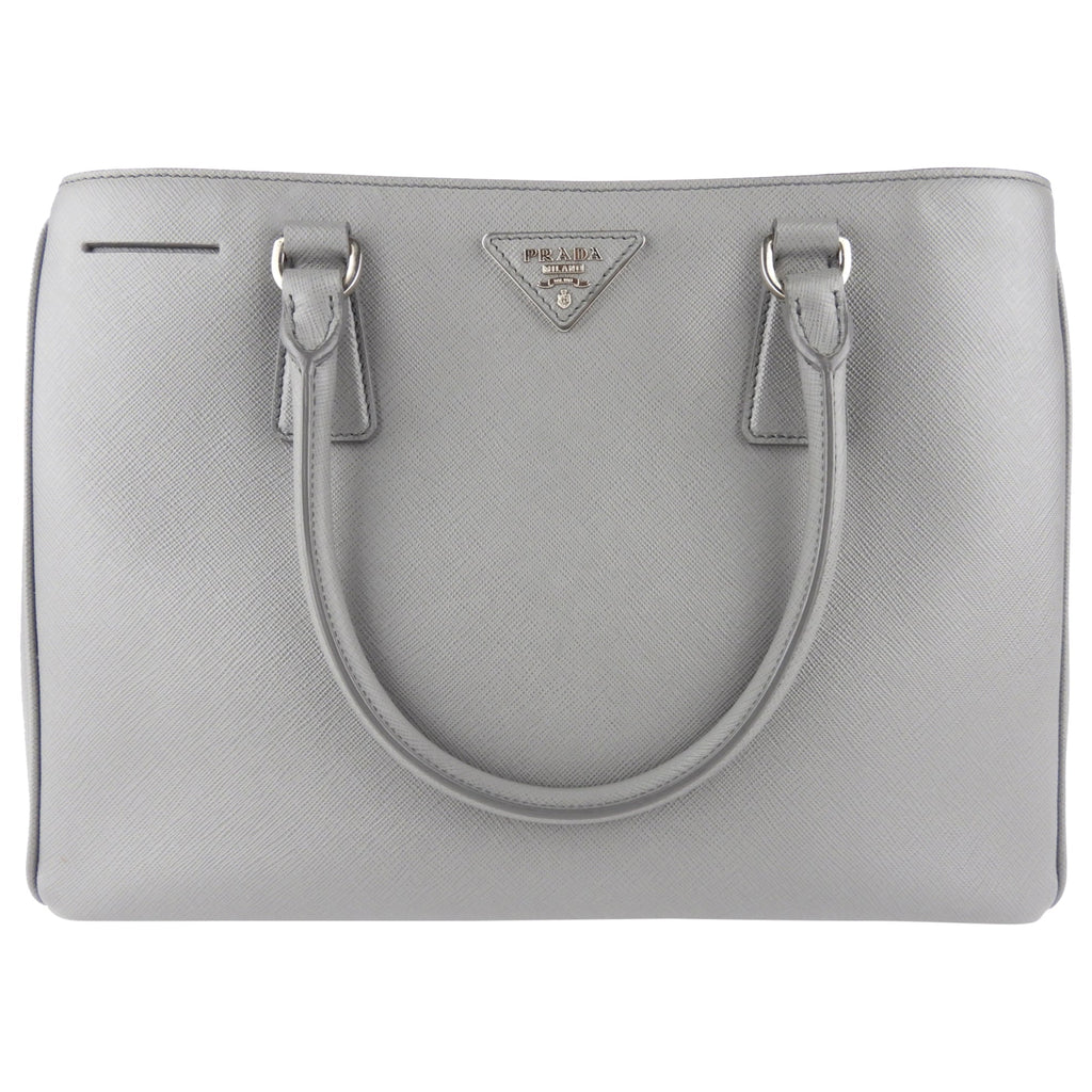 Prada Grey Saffiano Lux Two Way Garden Tote