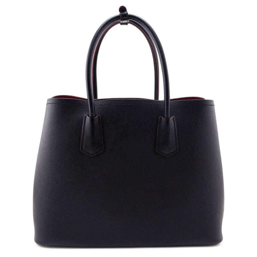 Prada Nero Fuoco Saffiano Cuir Medium Double Bag