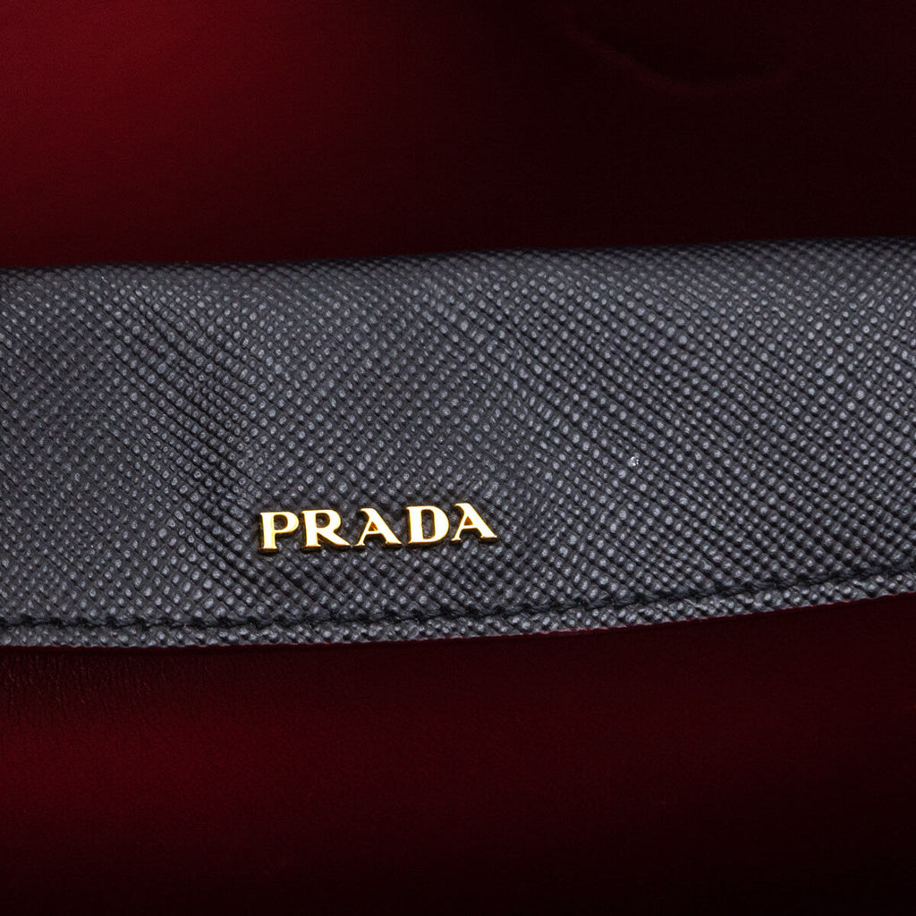 Prada Nero Fuoco Saffiano Cuir Medium Double Bag