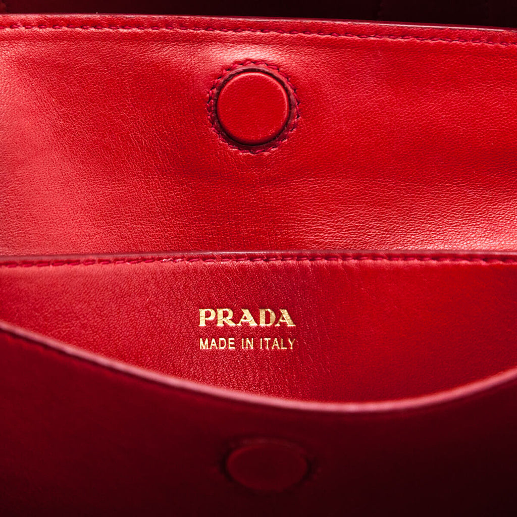 Prada Nero Fuoco Saffiano Cuir Medium Double Bag
