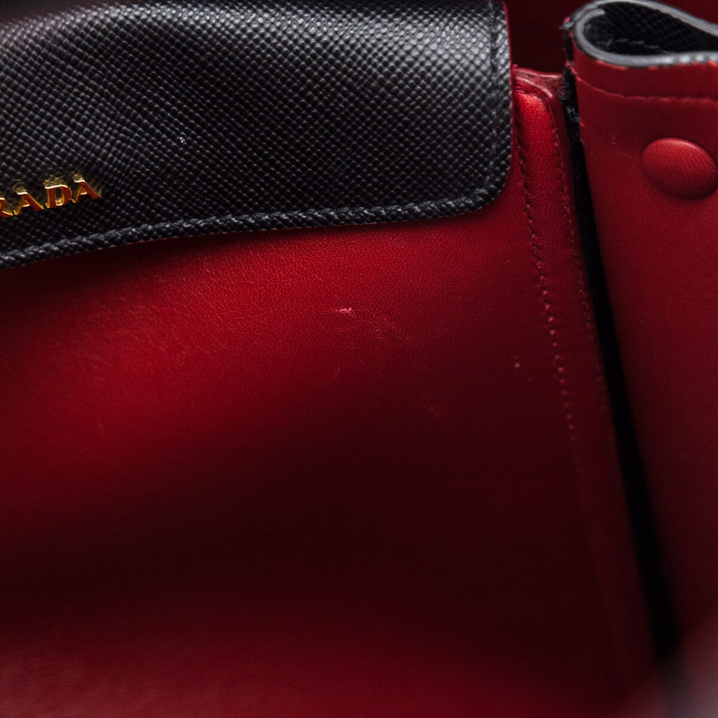 Prada Nero Fuoco Saffiano Cuir Medium Double Bag