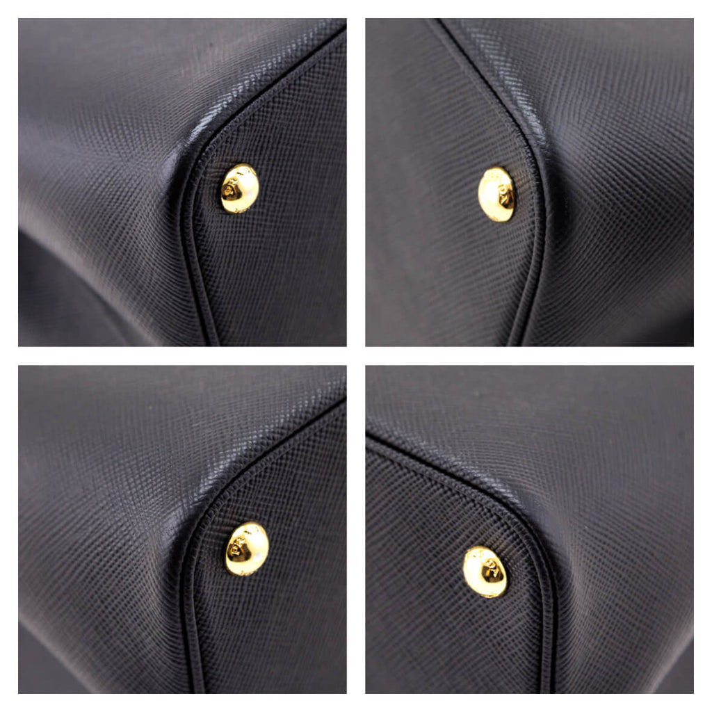 Prada Nero Fuoco Saffiano Cuir Medium Double Bag