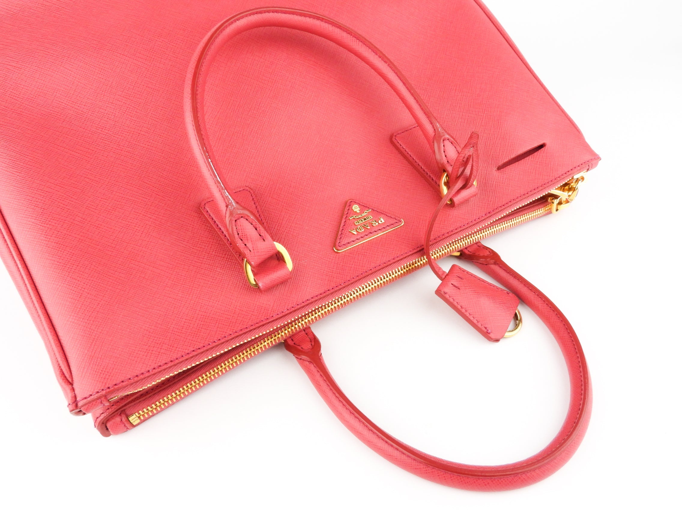 Prada Pink Saffiano Leather Large Galleria Double Zip Tote