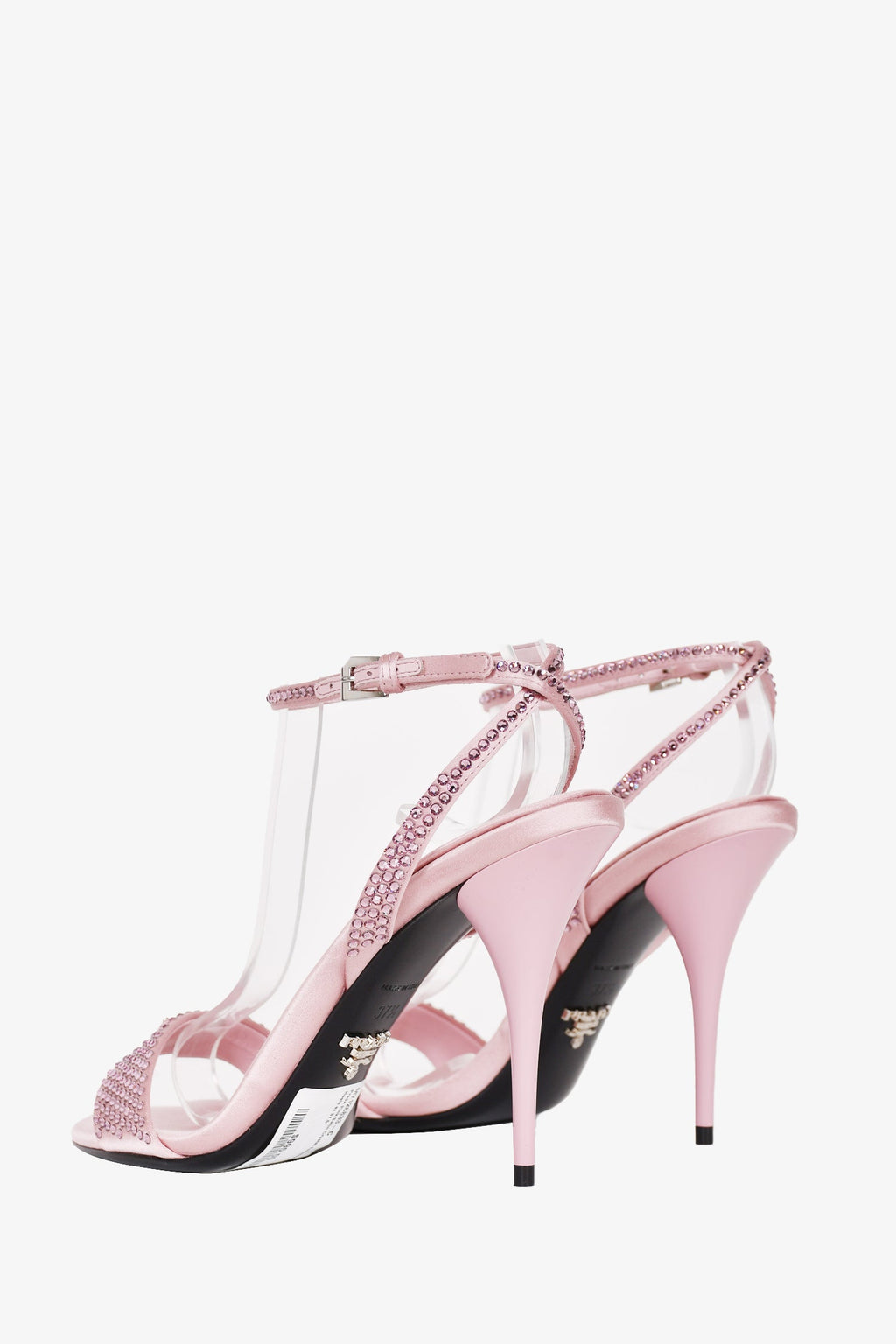 Prada Pink Satin Crystal Embellished Heels Size 37.5