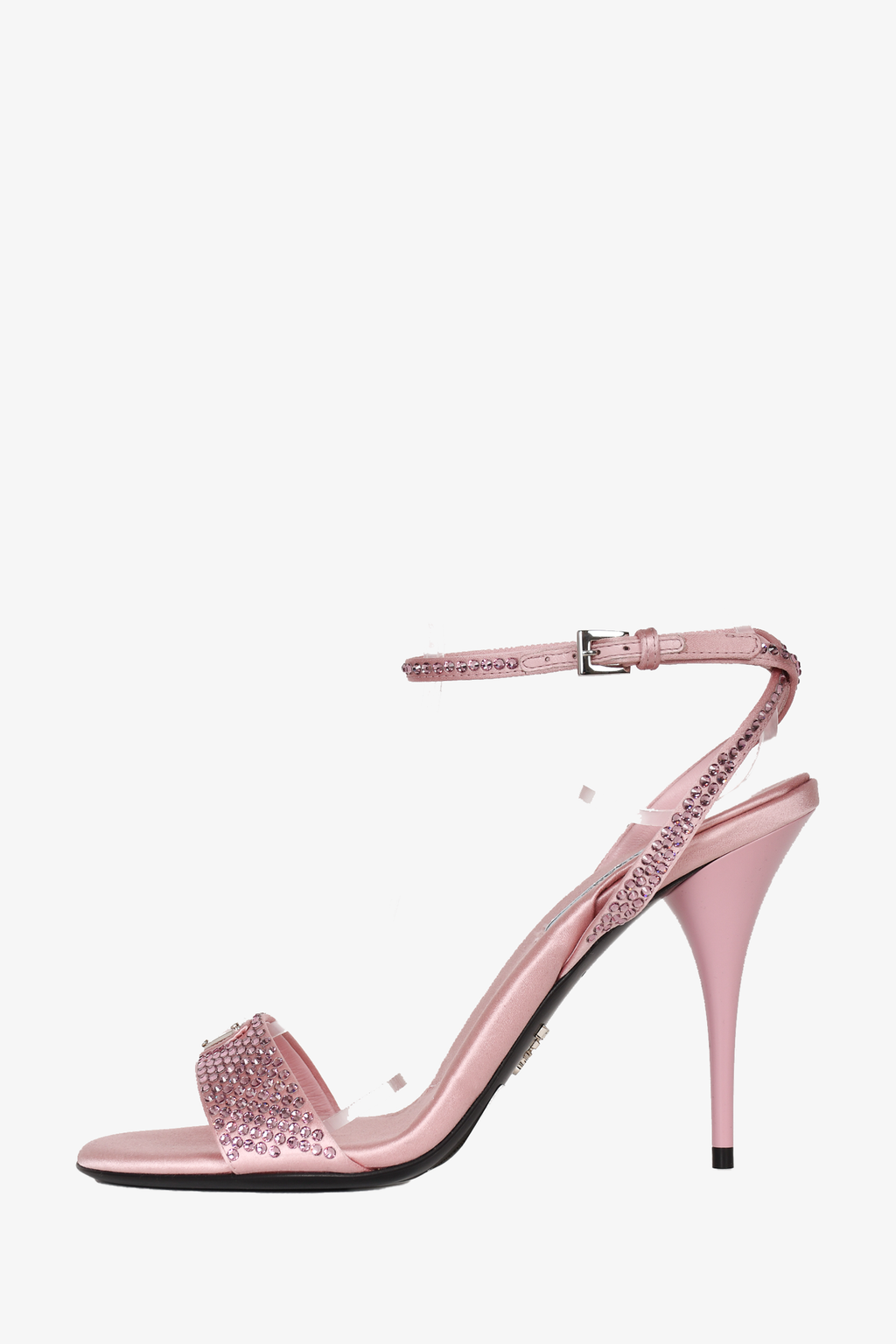 Prada Pink Satin Crystal Embellished Heels Size 37.5