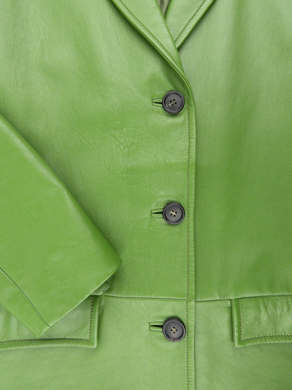 Prada Resort 2019 Green Lambskin Leather Jacket - 40 IT