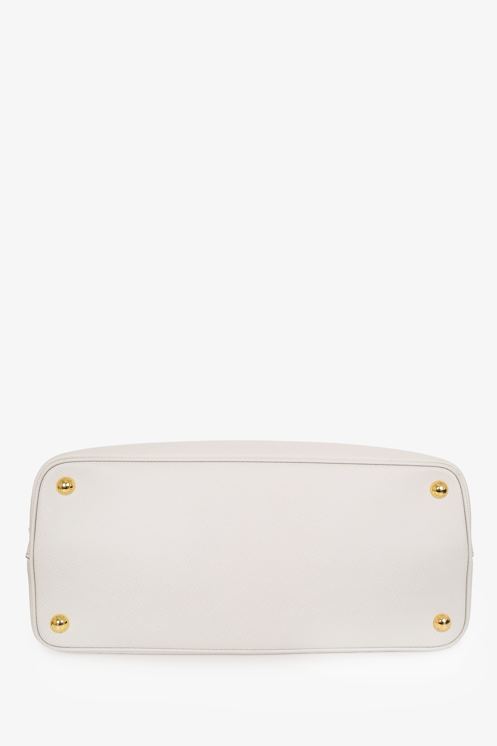 Prada White Saffiano Leather Medium Double Tote with Strap