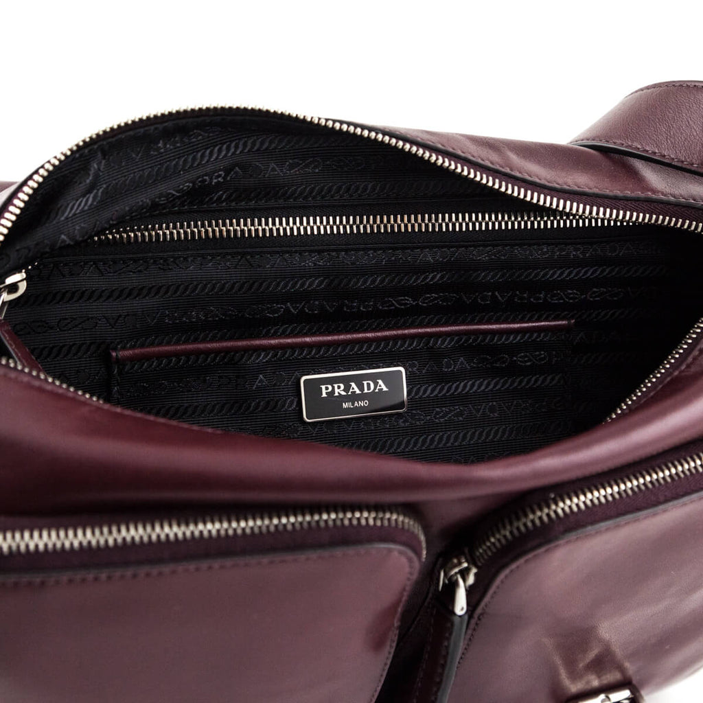 Prada Granato Soft Calfskin Pattina Messenger Bag