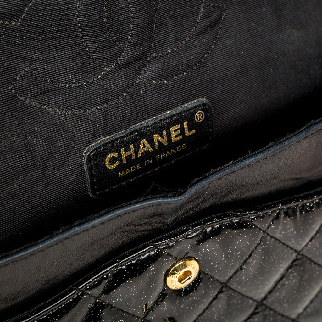 Chanel Classic Flap Bag - Medium - Patent Black Glitter