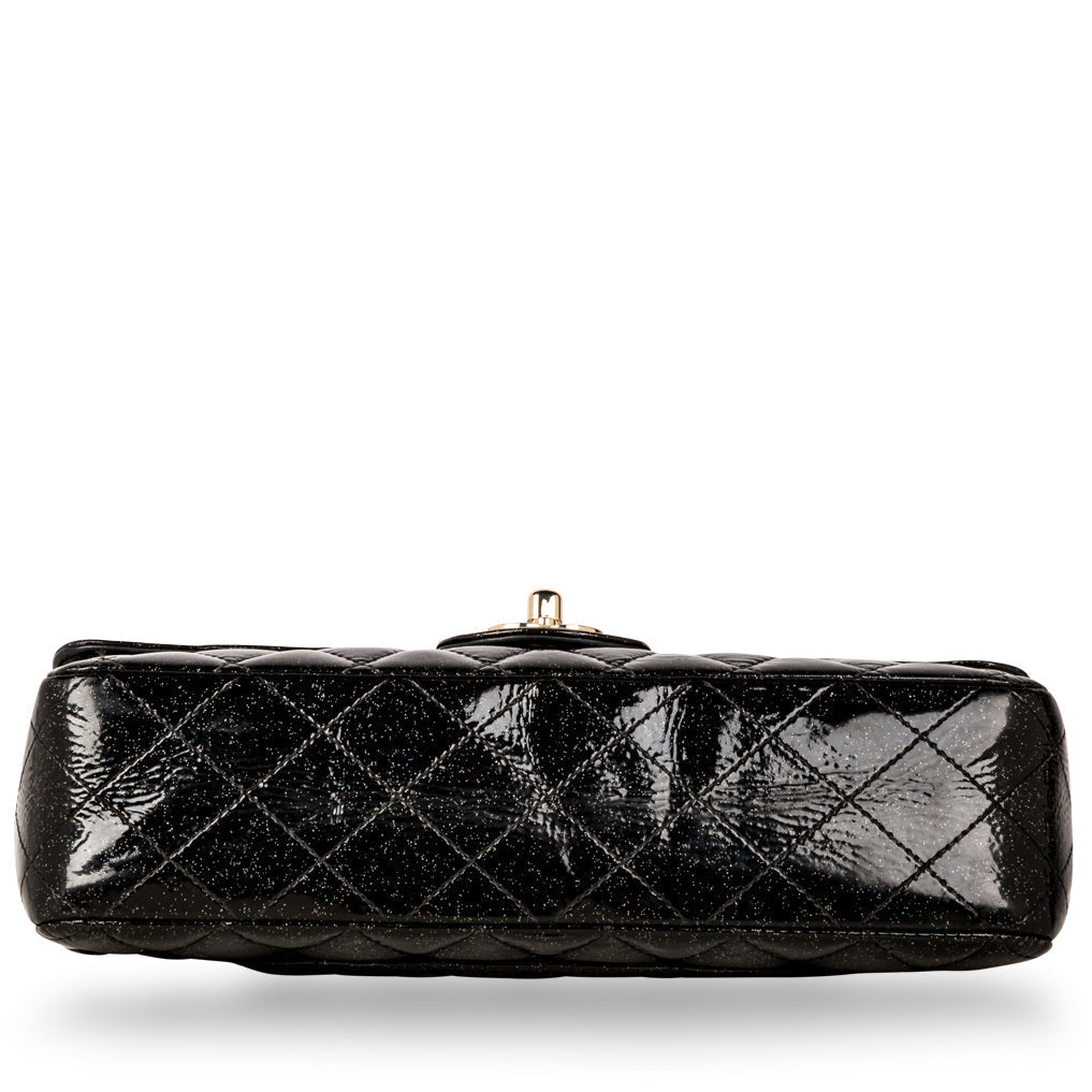 Chanel Classic Flap Bag - Medium - Patent Black Glitter