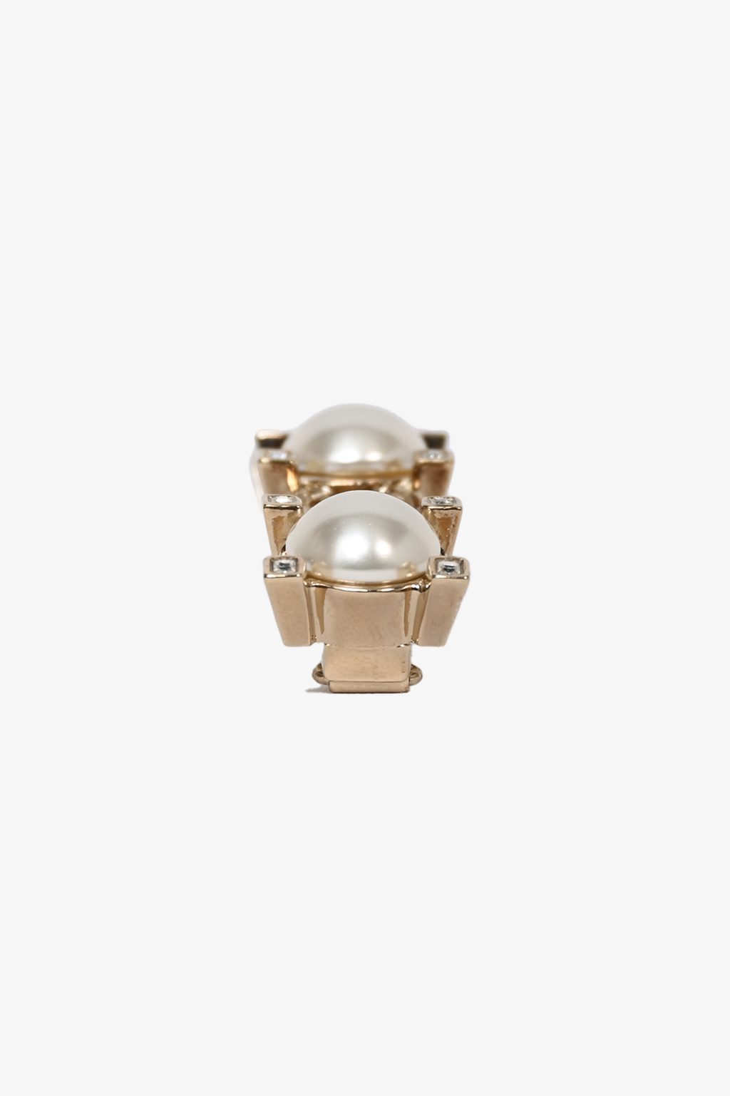 Pre-Loved Chanel™ 2021 Gold tone Faux Pearl Crystal Embellished Hair Clip
