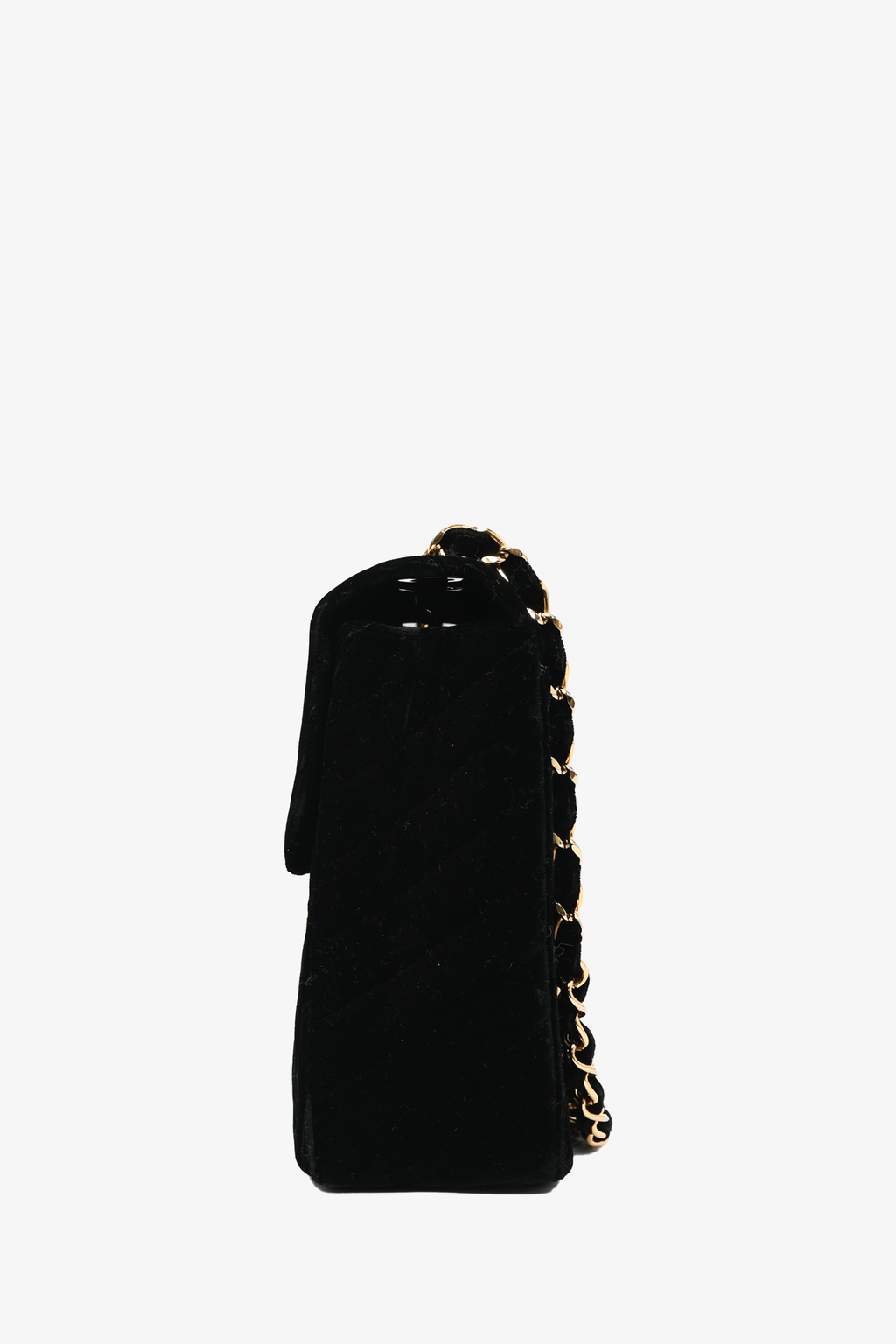 Pre-loved Chanel™ Black Velvet Chevron Quilted Jumbo XL Maxi Flap