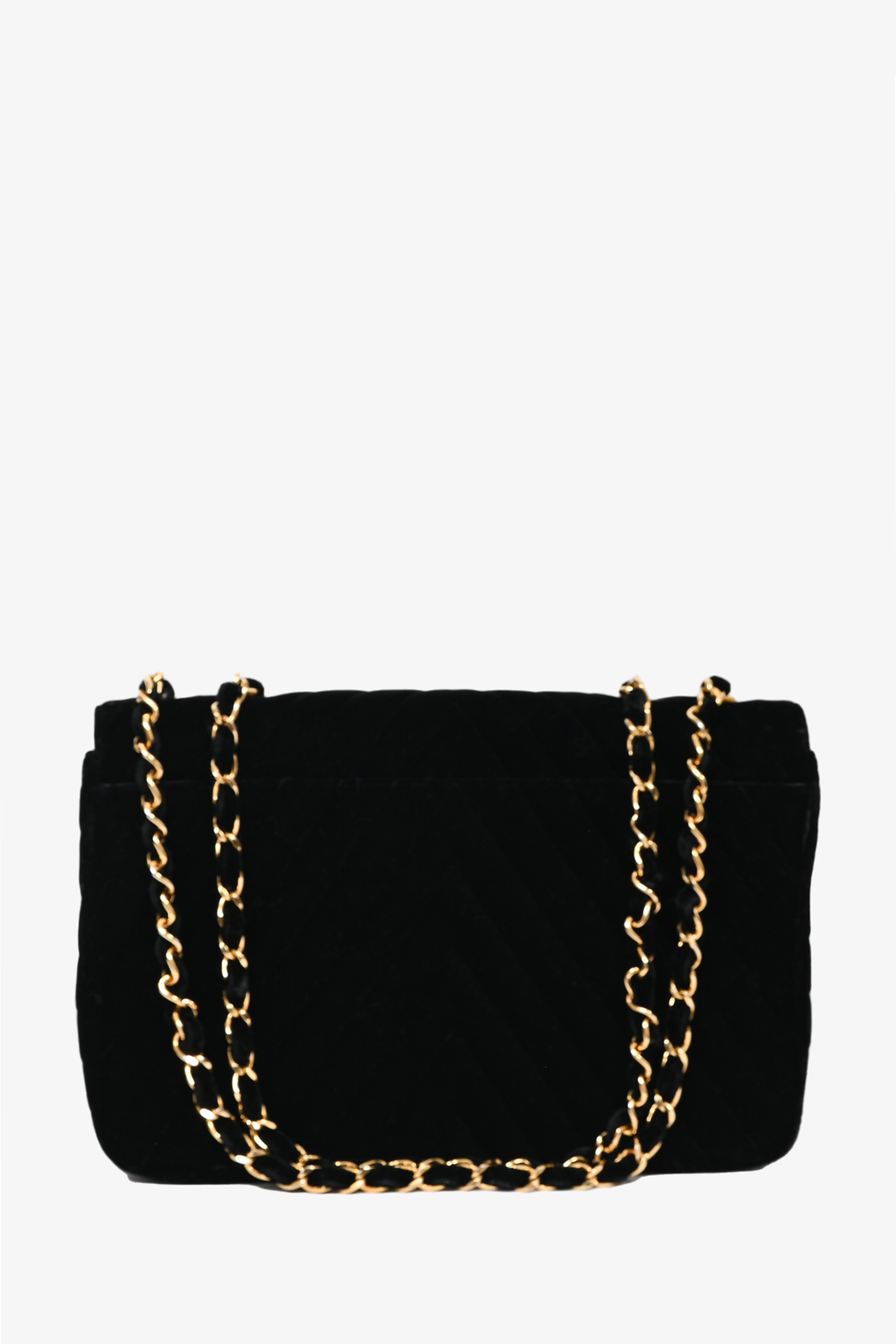 Pre-loved Chanel™ Black Velvet Chevron Quilted Jumbo XL Maxi Flap